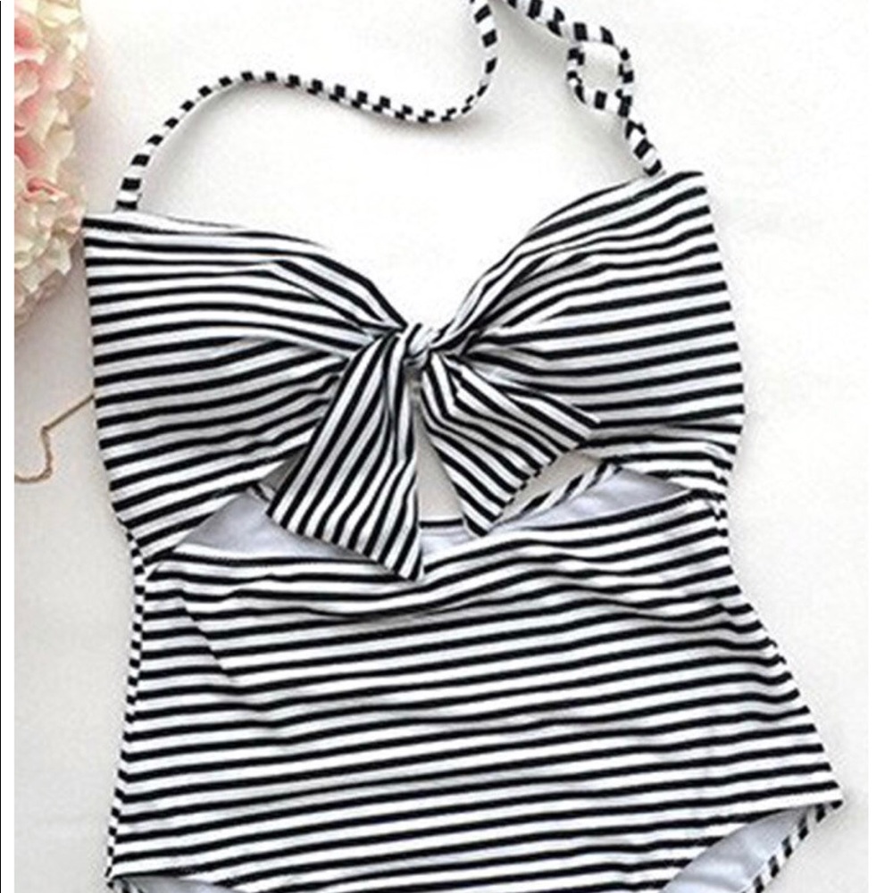 Cupshe Neat As a Pinstripe Halter Swimsuit